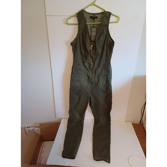 Guess Pants - GUESS MAXINE ZIP-UP GREEN  WITH SLITS DENIM JUMPSUIT SIZE 8